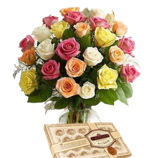 25 colorful roses with chokolates | Flower Delivery Krasnoyarsk