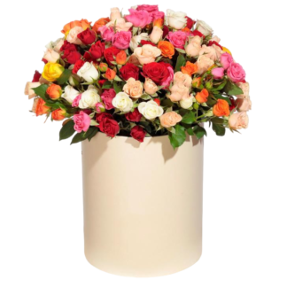 Mixed roses in a hatbox | Flower Delivery Krasnoyarsk