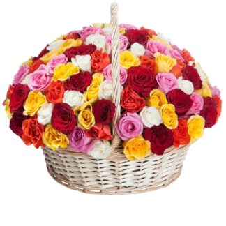 51 colorful roses in the basket | Flower Delivery Krasnoyarsk